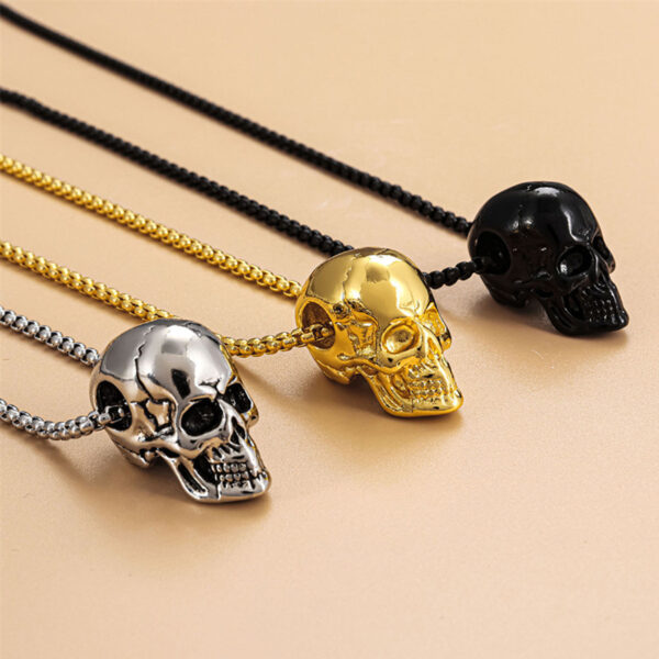 Wholesale 2024 European and American stainless steel skull necklace punk men's simple pendant Amazon wish jewelry