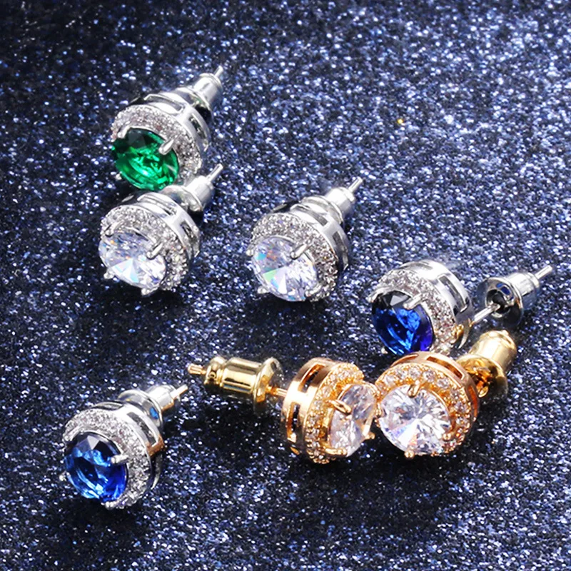 Wholesale Fashion Geometric Diamond Copper Artificial Gemstones Earrings