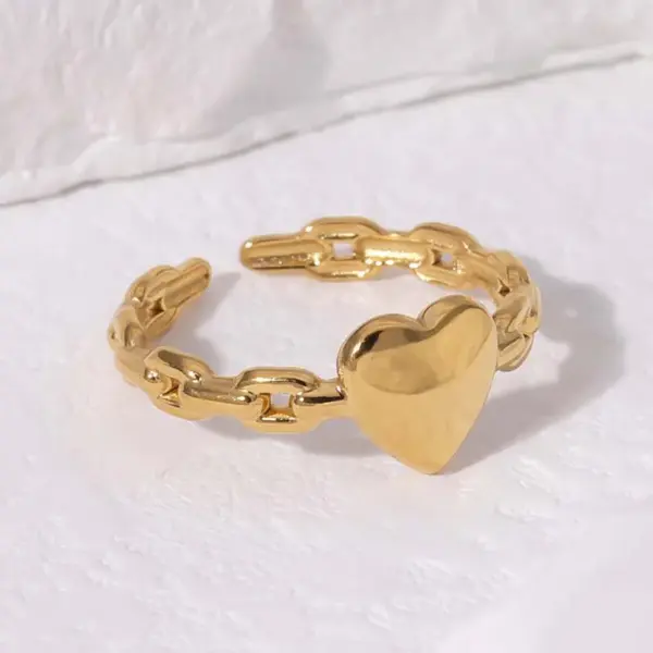 Wholesale PVD Coated Real Gold Plated 18K Gold Heart Shape 304 Stainless Steel Casual Simple Style Waterproof Non Tarnish Open Rings
