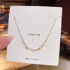 Wholesale Jewelry Korean Style Heart Shape Titanium Steel Tassel Chain Inlaid Gold Necklace