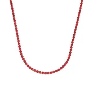 Red 3mm Diamond Gold Necklace