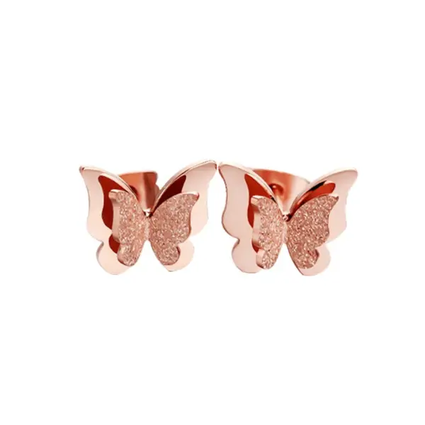 Fashion Simple Style Butterfly Titanium Steel Plating Butterfly Earrings