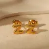 Wholesale 1 Pair Basic Simple Style Letter Solid Color 304 Stainless Steel 14K Gold Plated Ear Studs