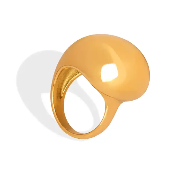 Wholesale 304 Stainless Steel Solid Color PVD Coated 18K Gold Plated Real Gold Plated Casual Retro Modern Style Waterproof Non Tarnish Plating Gold Silver Rings