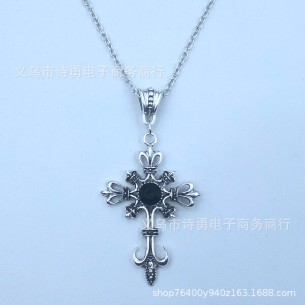 oly-1ba29705515baa57762ef2ae2aba8c49 Wholesale Retro Ruby Cross Necklace Gothic Dark Fashion Pendant Necklace