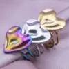 Wholesale PVD Coated Real Gold Plated 18K Gold Heart Shape 304 Stainless Steel Simple Style Waterproof Non Tarnish Open Rings
