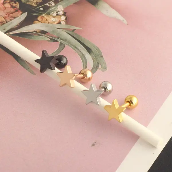 Wholesale 1 Piece Simple Style Star Stainless Steel Ear Studs