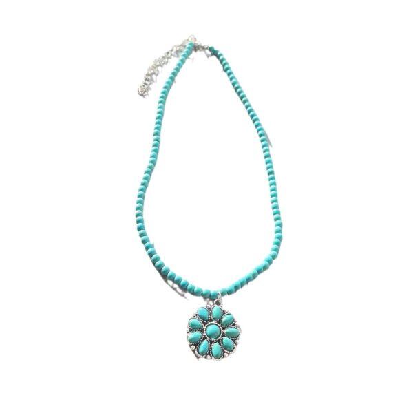 oly-1bb175bd3887fd4fe174b3f7e0c0c621 Wholesale Cross-border Europe and the United States new retro flower necklace turquoise earrings western wind exaerated turquoise necklace
