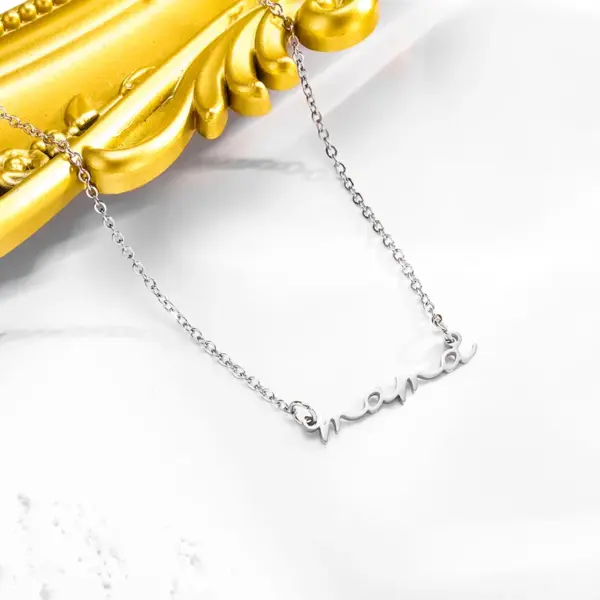 Wholesale 304 Stainless Steel Letter Ion Plating (IP) Stone-Free 18K Gold Plated Casual Simple Style Waterproof Non Tarnish Cable Chain Necklace