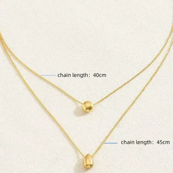 Ion Plating (IP) Real Gold Plated Water Droplets 304 Stainless Steel Simple Style Classic Commute Waterproof Non Tarnish Double Layer Necklaces