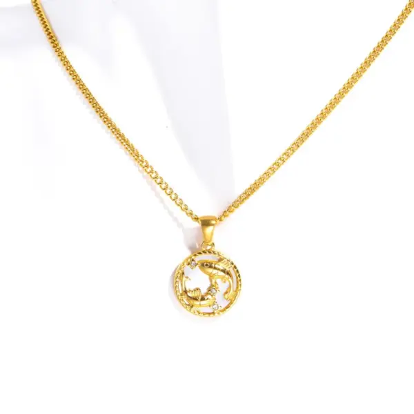 201 Stainless Steel 304 Stainless Steel Shell Gold Plated Sweet Plating Inlay Constellation Shell Pendant Necklace