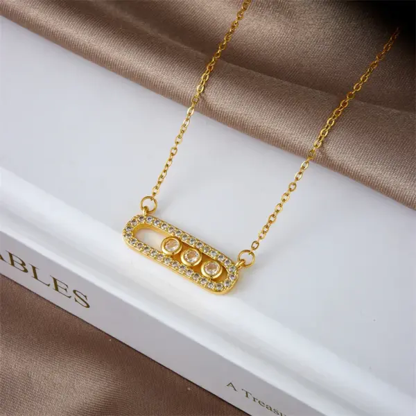 Wholesale 304 Stainless Steel Copper Paper Clip Pendant Necklace