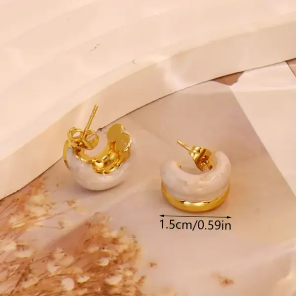 Wholesale 1 Pair Simple Style C Shape Round 304 Stainless Steel 18K Gold Plated Earrings Ear Studs