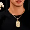 Wholesale 304 Stainless Steel Copper Round Virgin Mary Water Plating Zircon 18K Gold Plated Hip-Hop Punk Plating Inlay Snake Chain Gold Pendant Necklace