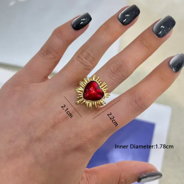 Wholesale Brass 18K Gold Plated Heart Shape Wings Zircon Adjustable Ring