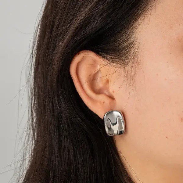 Wholesale 304 Stainless Steel Rectangle PVD Coated 18K Gold Plated Real Gold Plated Commute Waterproof Non Tarnish Plating Earrings