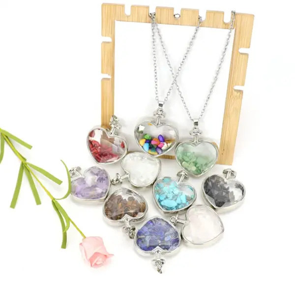 Wholesale Simple Style Heart Shape Natural Stone Plating Pendant Necklace