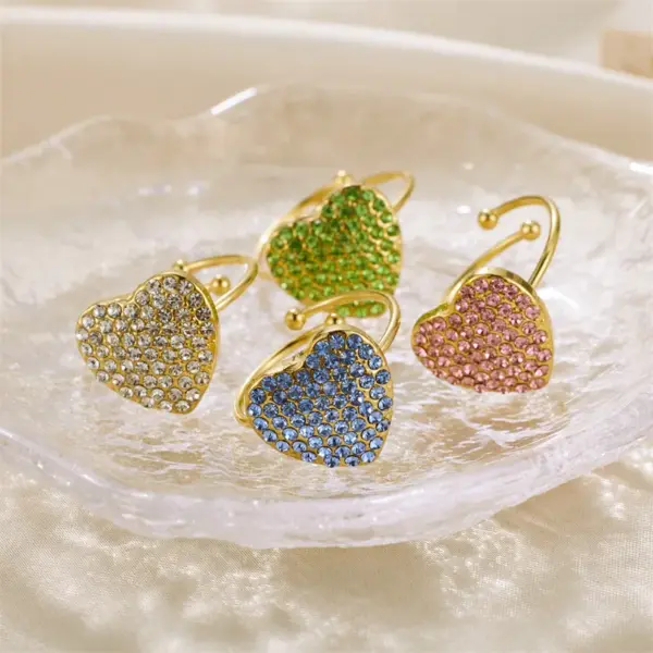 Wholesale PVD Coated 18K Gold Plated Real Gold Plated Heart Shape 304 Stainless Steel Vintage Style Waterproof Non Tarnish Open Rings