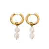 PVD Coated Real Gold Plated Circle 304 Stainless Steel Waterproof Non Tarnish Charm Sleeper Hoop Earrings Earrings