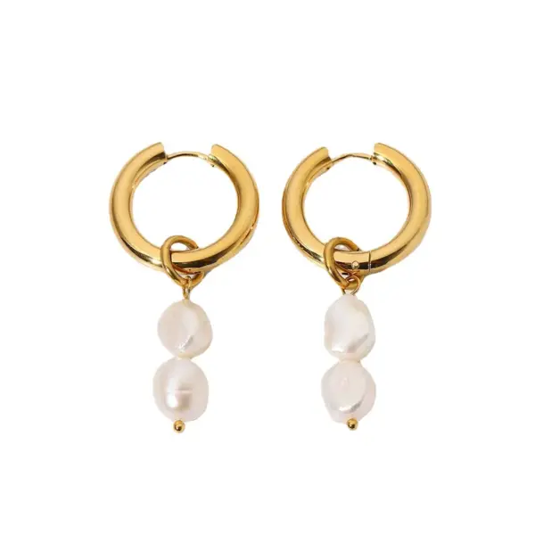PVD Coated Real Gold Plated Circle 304 Stainless Steel Waterproof Non Tarnish Charm Sleeper Hoop Earrings Earrings