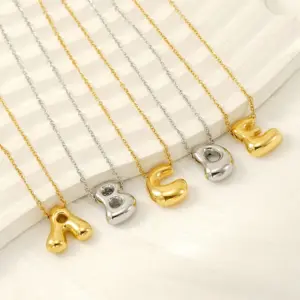 Ion Plating (IP) 18K Gold Plated Letter 304 Stainless Steel Basic Classic Style Waterproof Non Tarnish 304 Stainless Steel Pendant Necklace
