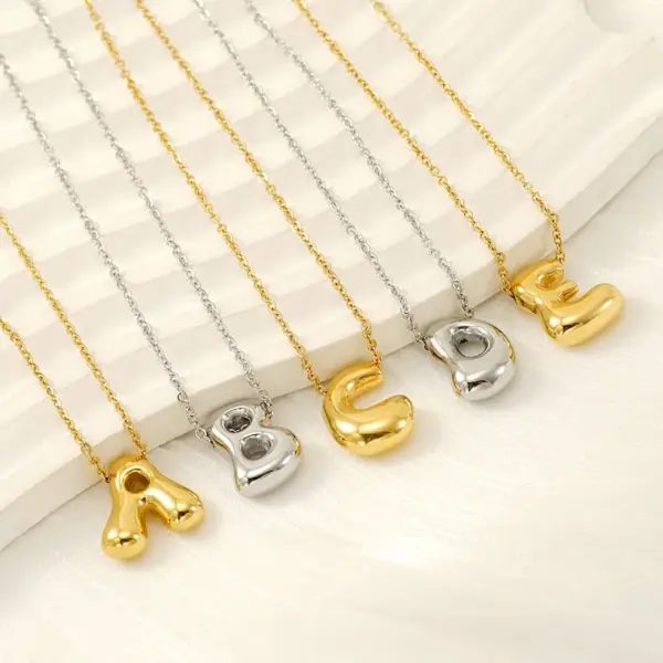 Ion Plating (IP) 18K Gold Plated Letter 304 Stainless Steel Basic Classic Style Waterproof Non Tarnish 304 Stainless Steel Pendant Necklace