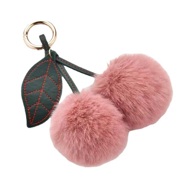 Wholesale KOOROL fur fruit Cherry fur ball keychain creative Plush Bag pendant imitation Rex rabbit fur ball accessories