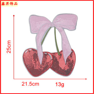 Heated melt glue*red powder*cherry*sequins*25*21cm