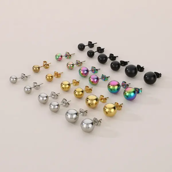 Wholesale PVD Coated 18K Gold Plated Round 304 Stainless Steel Simple Style Waterproof Non Tarnish Ear Studs