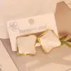 Wholesale Ion Plating (IP) 18K Gold Plated Round Square Flower 304 Stainless Steel Simple Style Waterproof Non Tarnish Ear Studs