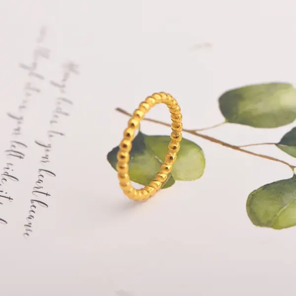 Wholesale PVD Coated Real Gold Plated Waves Stainless Steel Simple Style Waterproof Non Tarnish Rings