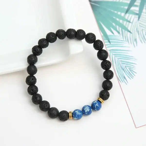 Casual Retro Round Mountain Volcanic Rock Bracelets In Bulk