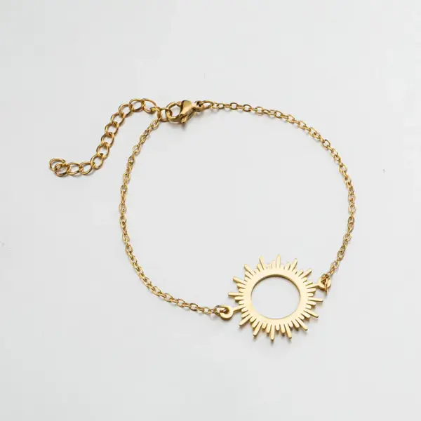 PVD Coated Real Gold Plated Sun 201 Stainless Steel Fashion Waterproof Non Tarnish 201 Stainless Steel Bracelets