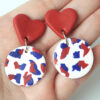 Wholesale Cross-border explosions soft pottery fashion earrings love color matching US Independence Day July 4 national flag color clay earrings
