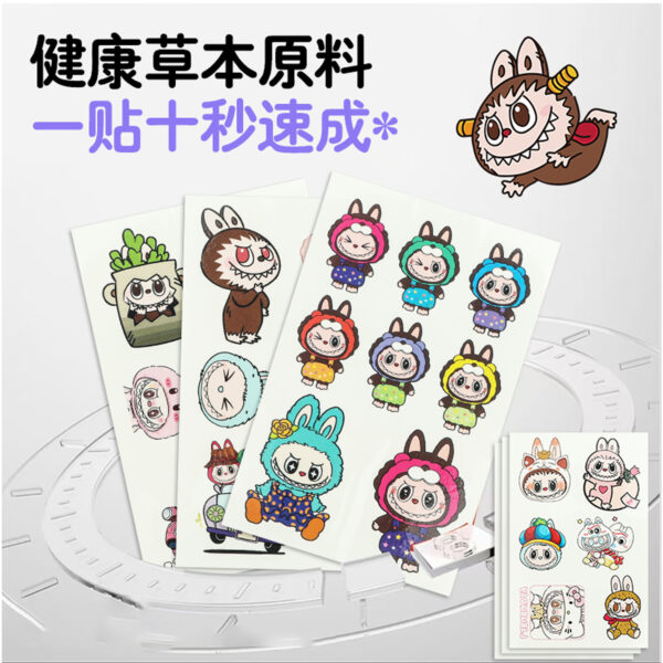 Wholesale Labubu Children's Herbal Tattoo Stickers Waterproof and Sweatproof Safe Material 70 + Different Patterns