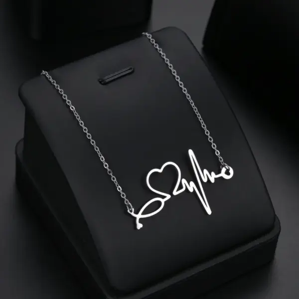 PVD Coated Gold Plated Electrocardiogram 201 Stainless Steel Simple Style Necklace