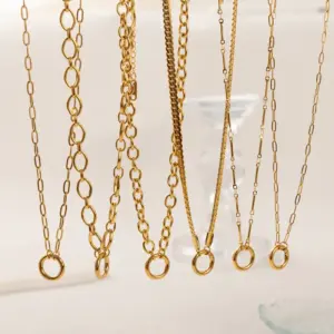 Wholesale 304 Stainless Steel DIY Basic Snake Bone Chain Necklace For Women Vacuum Plated 18K Gold Accessories Lobster Clasp Casual Travel