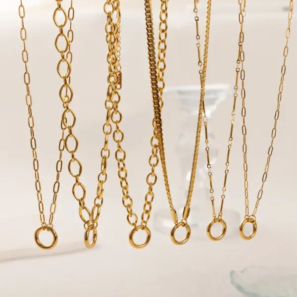 Wholesale 304 Stainless Steel DIY Basic Snake Bone Chain Necklace For Women Vacuum Plated 18K Gold Accessories Lobster Clasp Casual Travel