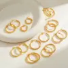 Wholesale Round Vacuum Electroplating (In Furnace) Plated 18K Real Gold 304 Stainless Steel No Inlay Material Hoop Earrings For Women