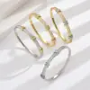 Copper 18K Gold Plated IG Style Simple Style Inlay Letter Zircon Bangle