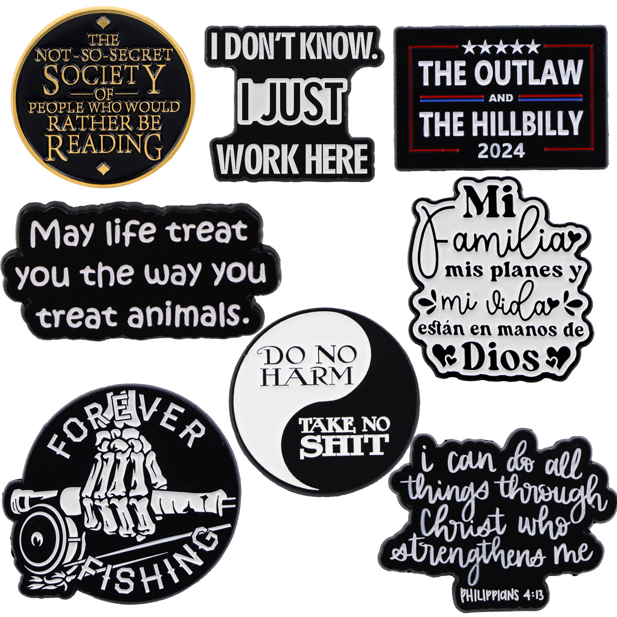 Wholesale Inspirational Quotes Series English Brooch Metal Aessories
