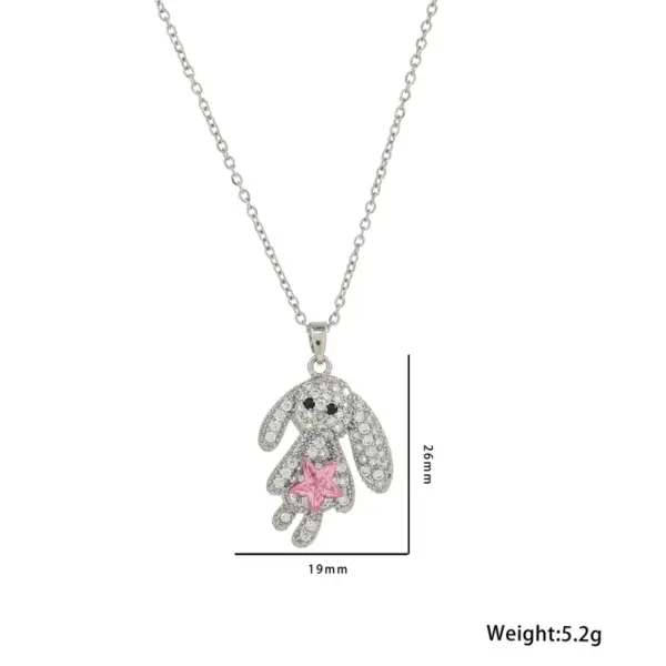Wholesale PVD Coated Real Gold Plated 18K Gold Rabbit Stainless Steel Cute Waterproof Non Tarnish Titanium Steel Pendant Necklace