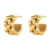 PVD Coated Real Gold Plated 18K Gold Geometric 304 Stainless Steel Hip-Hop Waterproof Non Tarnish Earrings
