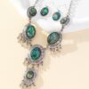 Wholesale New European and American Retro Fashion Oval Flower Abalone Shell Earrings Necklace Earrings