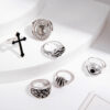 Wholesale Punk style cross skull ring set