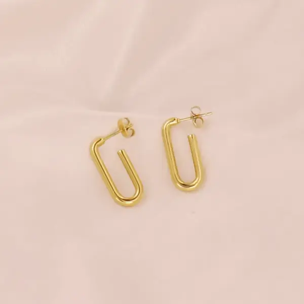 Wholesale 1 Pair Simple Style U Shape Pentagram Round 304 Stainless Steel 18K Gold Plated Earrings