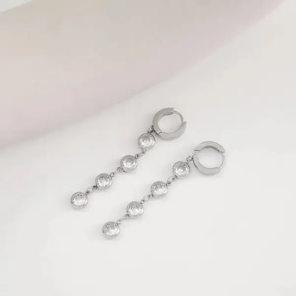 Wholesale Fashion Geometric Plating 304 Stainless Steel Artificial Gemstones 16K Gold Plated White Gold Plated Gold Plated Stainless Steel Earrings