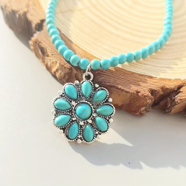 oly-1c2830f7905f18886e4edc1a57c2d325 Wholesale Cross-border Europe and the United States new retro flower necklace turquoise earrings western wind exaerated turquoise necklace