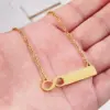PVD Coated 18K Gold Real Gold Plated Customization Laser Engraving Solid Color Stainless Steel Simple Style Waterproof Non Tarnish 304 Stainless Steel Pendant Necklace