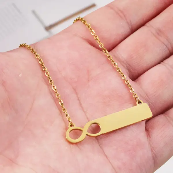 PVD Coated 18K Gold Real Gold Plated Customization Laser Engraving Solid Color Stainless Steel Simple Style Waterproof Non Tarnish 304 Stainless Steel Pendant Necklace